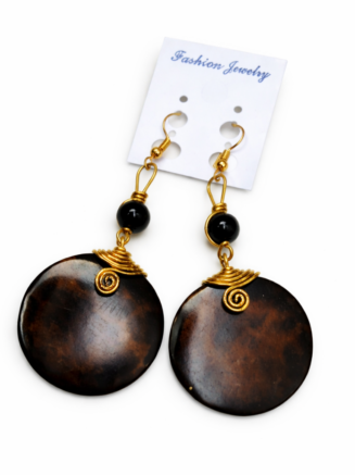 Wholesale Handcrafted African Horn Disc Drop Earrings