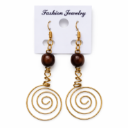 Wholesale-Handcrafted-Gold-Spiral-Drop-Earrings-with-Dark-Wooden-Bead-Accent.webp