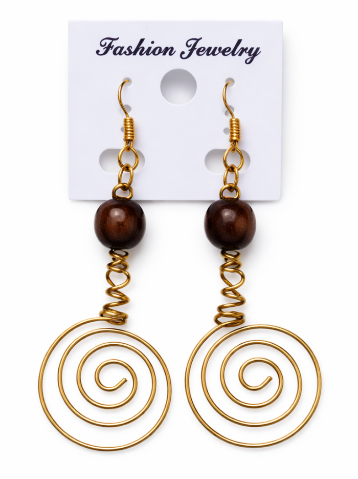 Wholesale-Handcrafted-Gold-Spiral-Drop-Earrings-with-Dark-Wooden-Bead-Accent.webp