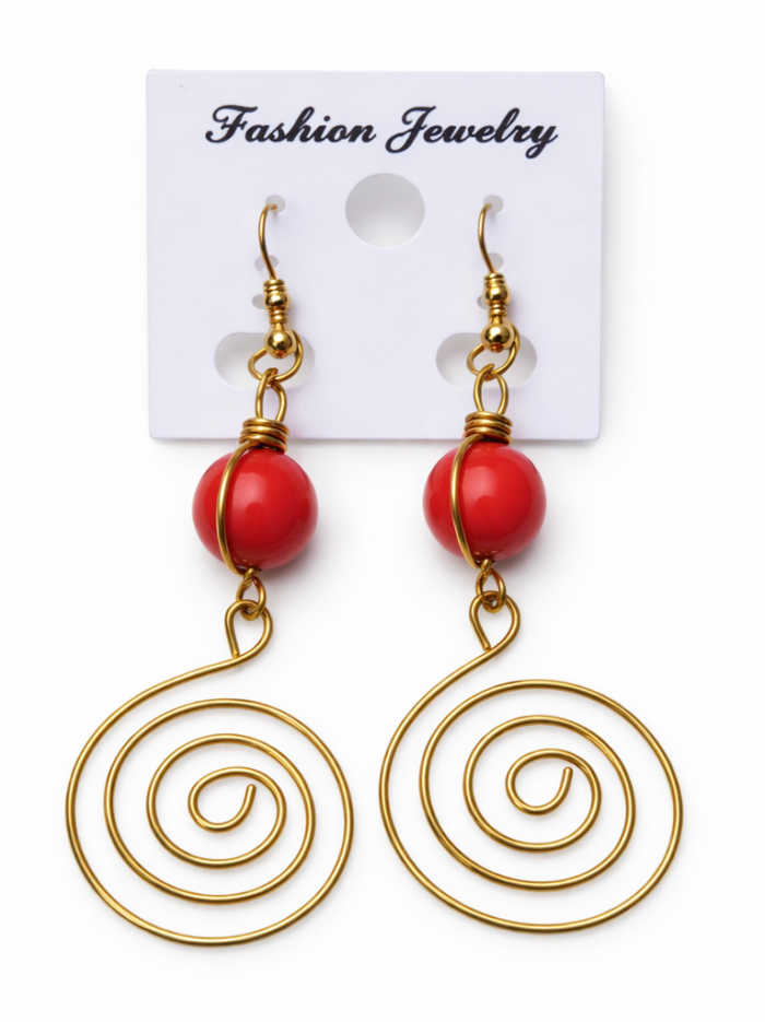 Wholesale-Handcrafted-Gold-Spiral-Drop-Earrings-with-Red-Bead-Accent.webp