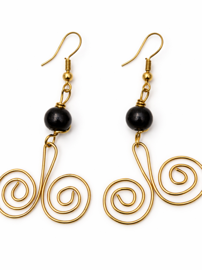 Wholesale Handcrafted Gold Spiral Wire Drop Earrings
