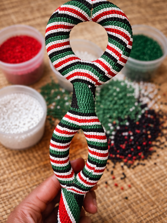 Wholesale Kenyan Flag Beaded Double Loop Walking Stick (3) Wholesale Kenyan Flag Beaded Double Loop Walking Stick (3)