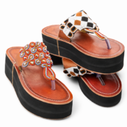 Wholesale Maasai Beaded Platform Leather Sandals