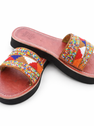 Wholesale Multicolor Maasai Beaded Leather Slide Sandals