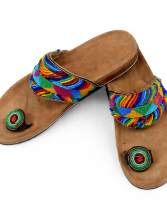 Wholesale Multicolor Maasai Beaded Leather Slide Sandals