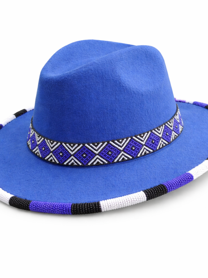 Wholesale Royal Blue Maasai Beaded Fedora
