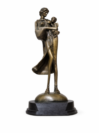 Abstract Mother and Child Bronze Sculpture