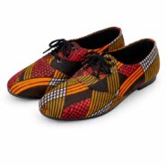 African Print Lace-Up Flats