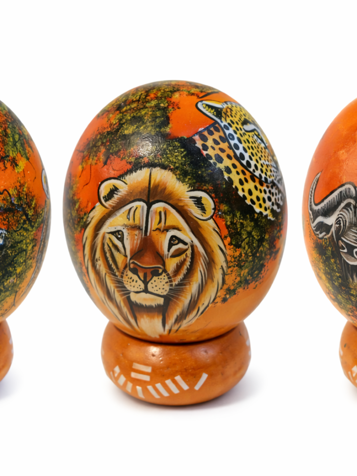 Big Five Safari Hand-Painted Ostrich Egg