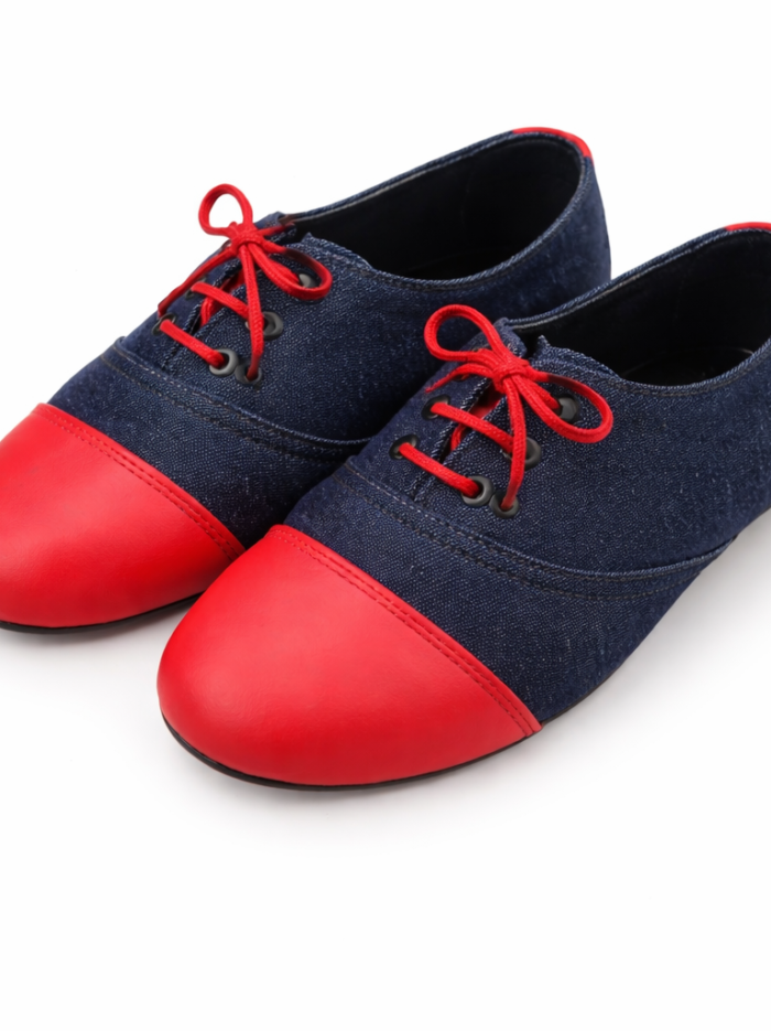 Denim & Red Leather Oxford Shoes