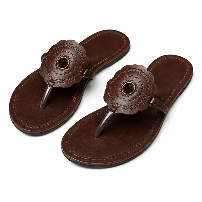 Wholesale Handcrafted Brown Leather Medallion Sandals – Price Per Pair| MOQ 10 pairs