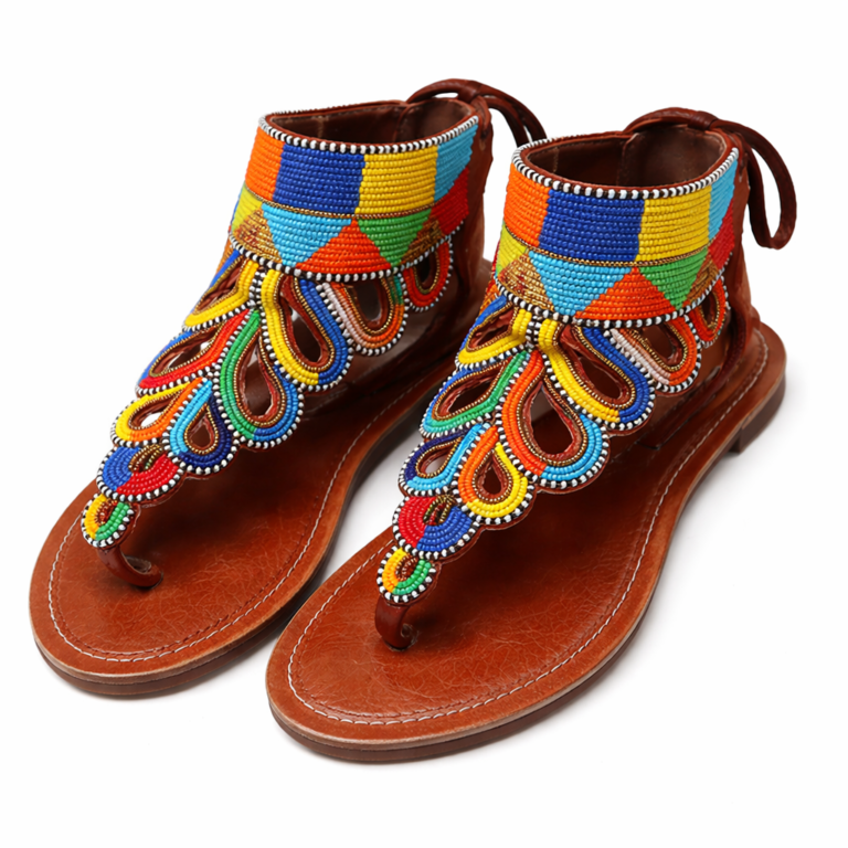 Wholesale Handmade Maasai Beaded Gladiator Sandals – Price Per Sandal| MOQ 10 Pairs