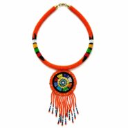 Handmade Maasai Beaded Necklace with Tassel Pendant