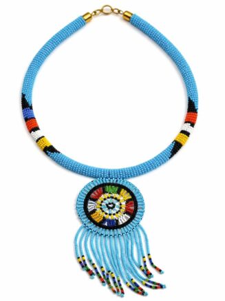 Handmade Maasai Beaded Pendant Tassel Necklace