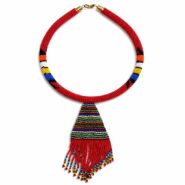 Handmade Maasai Beaded Tassel Statement Necklace