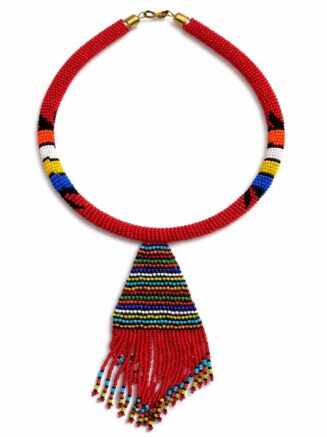 Handmade Maasai Beaded Tassel Statement Necklace