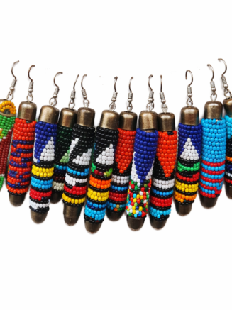 Maasai Beaded Bullet Drop Earrings