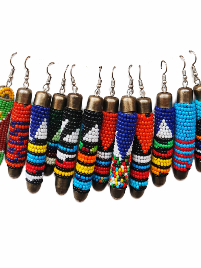 Maasai Beaded Bullet Drop Earrings