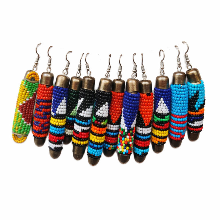 Wholesale Maasai Beaded Bullet Drop Earrings – Price Per Pair| MOQ 100 Pairs