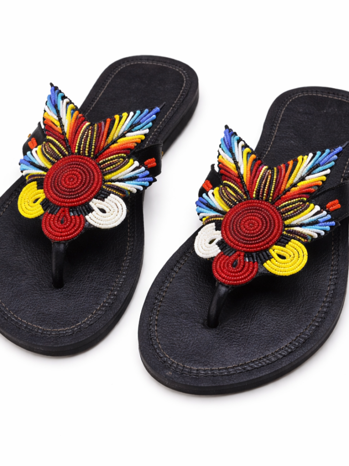 Maasai Sunburst Beaded Sandals