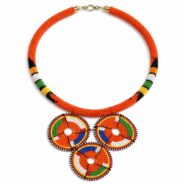 Maasai Beaded Triple Disc Statement Necklace