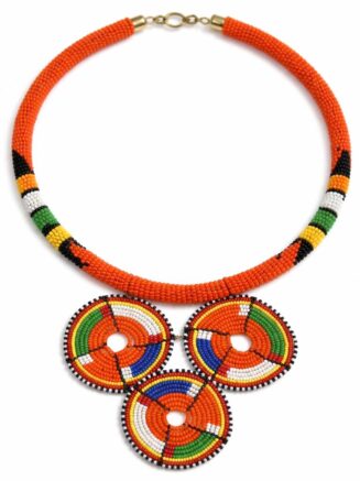 Maasai Beaded Triple Disc Statement Necklace