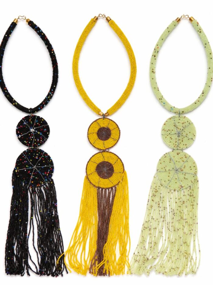 Wholesale African Maasai Beaded Tassel Statement Necklaces Wholesale Maasai Beaded Fringe Statement Necklaces