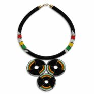 Wholesale Handmade Maasai Black Triple Disc Statement Necklace