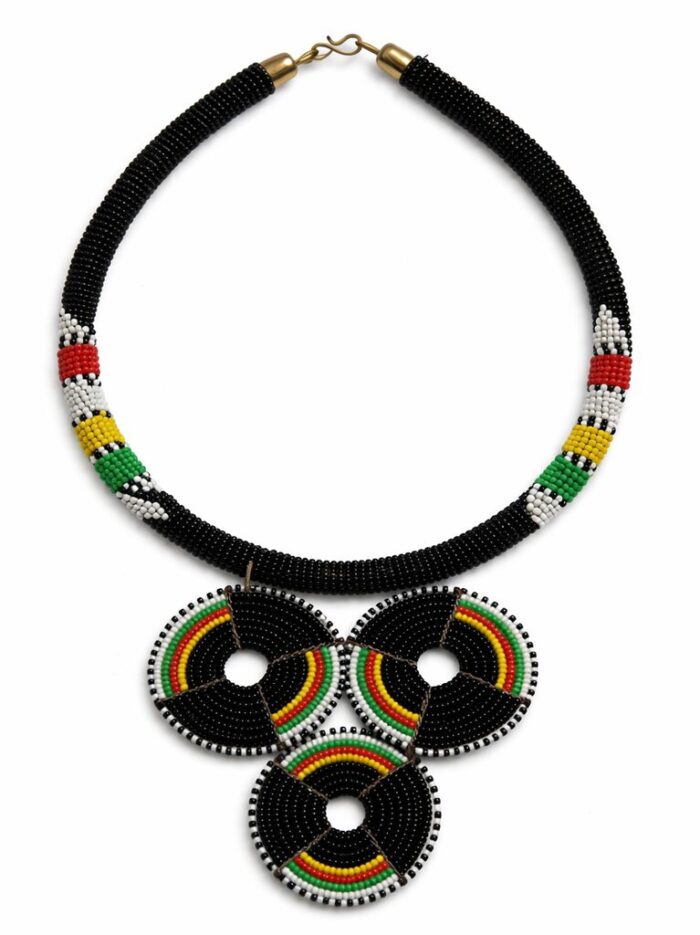 Wholesale Handmade Maasai Black Triple Disc Statement Necklace