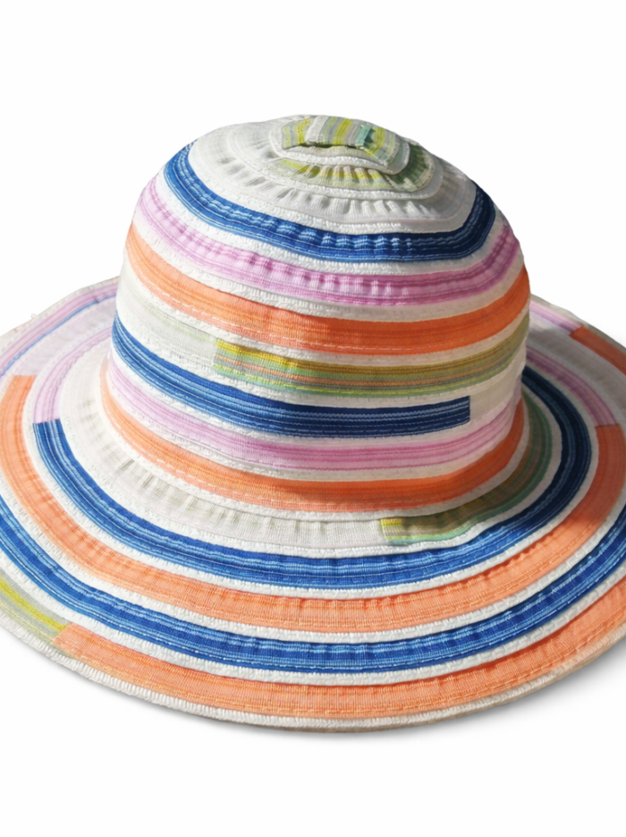 Wholesale Kikoy Striped Wide Brim Sun Hat