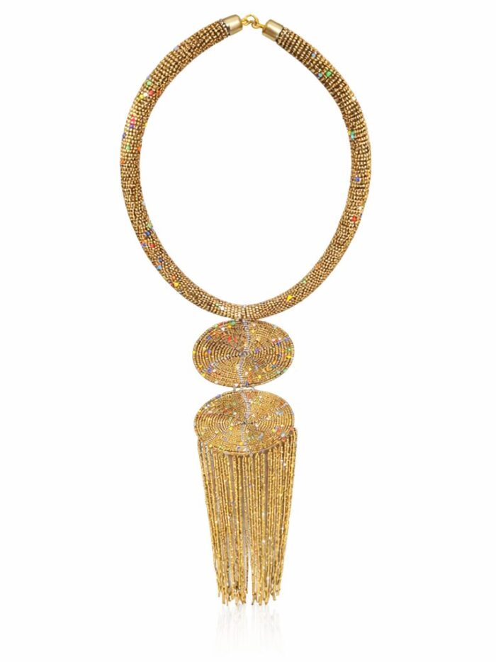 Wholesale Luxury African Beaded Statement Necklace with Tassel Pendant Wholesale Luxury African Beaded Statement Necklace with Tassel Pendant