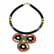 Wholesale Maasai Beaded Triple Disc Statement Necklace