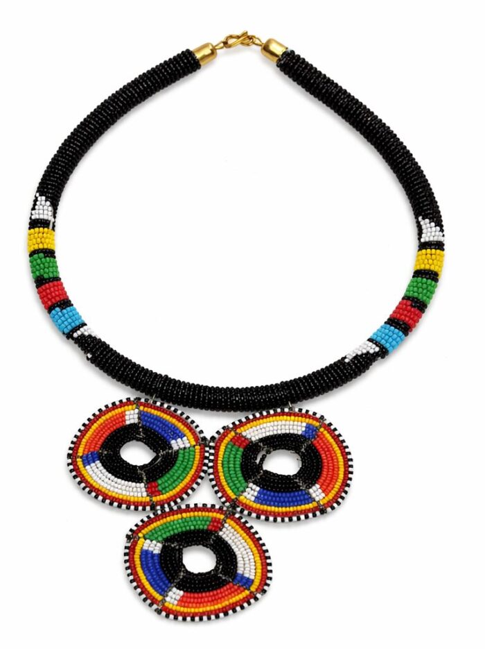 Wholesale Maasai Beaded Triple Disc Statement Necklace