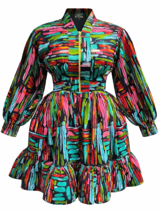 Matrix African Print Zip Midi Dress