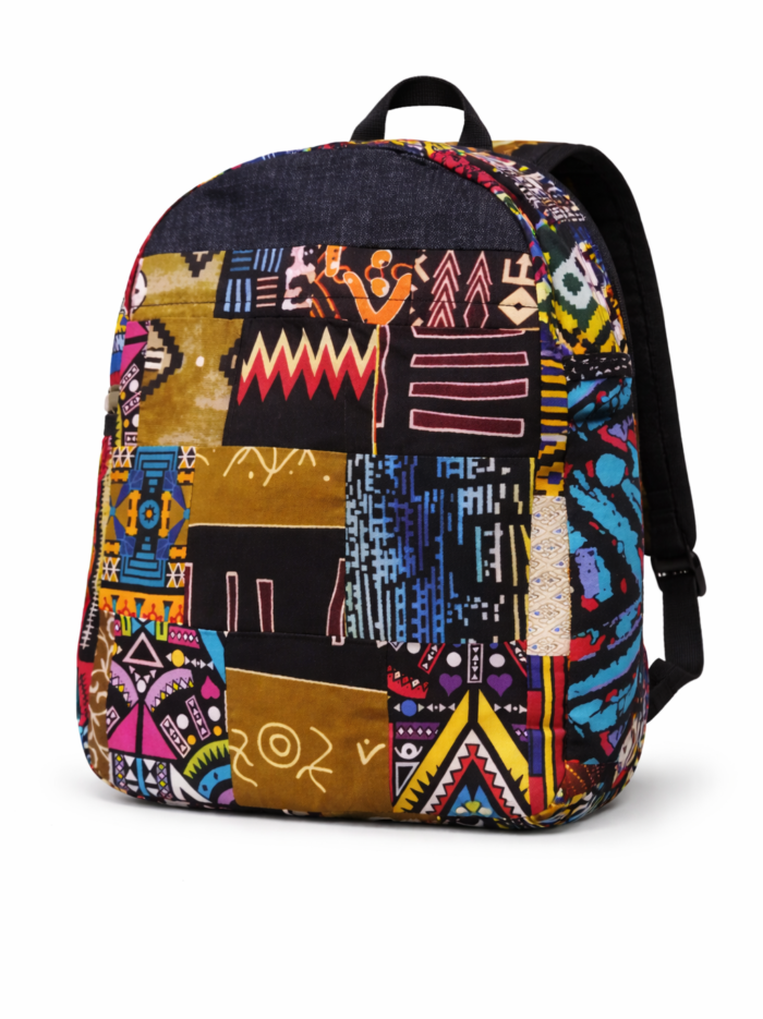 Wholesale Patchwork Ankara Denim Backpack