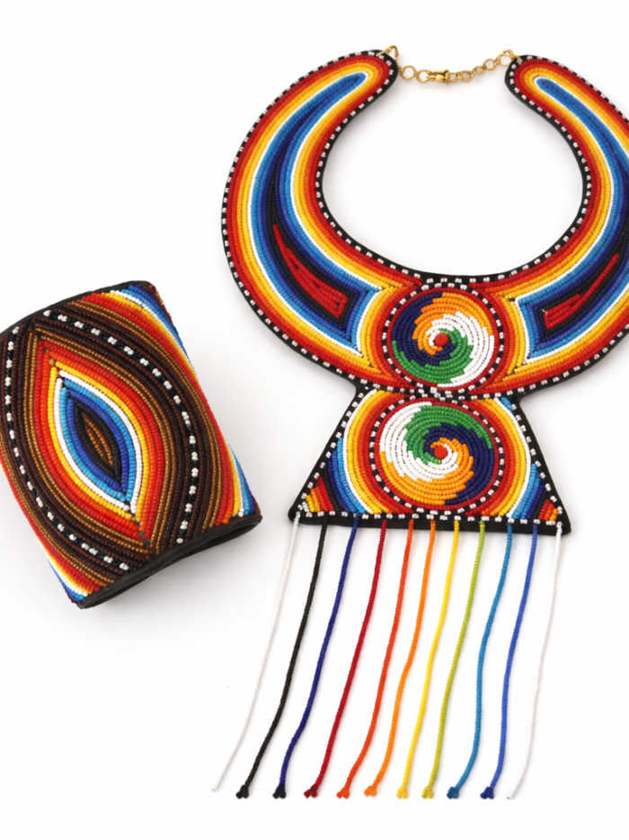 Wholesale Rainbow Maasai Beaded Crescent Collar Necklace Set Wholesale Rainbow Maasai Beaded Crescent Collar Necklace Set