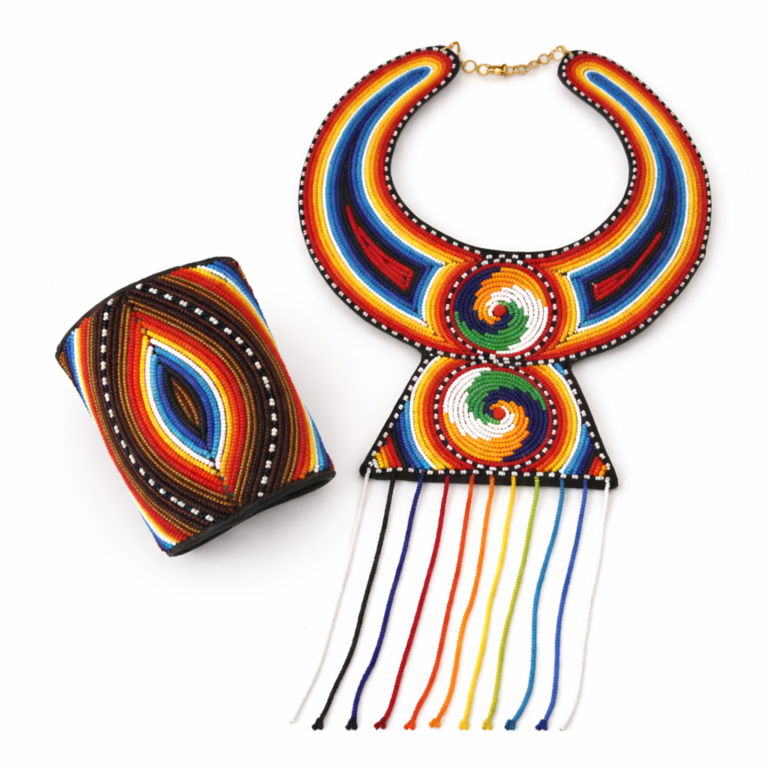 Wholesale Rainbow Maasai Beaded Crescent Collar Necklace Set – MOQ 10pieces
